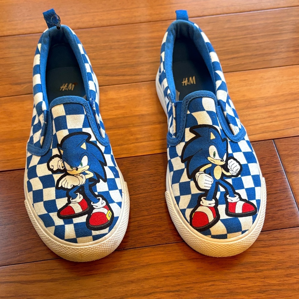 H&M Kids Blue Checkered Sonic Sneakers